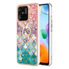 For Xiaomi Redmi 10C Electroplating IMD TPU Phone Case with Ring(Colorful Scales) - 1