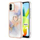 For Xiaomi Redmi A1 Electroplating IMD TPU Phone Case with Ring(White Marble) - 1