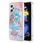 For Xiaomi Redmi Note 11T Pro/Note 11T Pro+ Electroplating IMD TPU Phone Case with Ring(Blue Marble) - 1