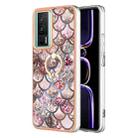 For Xiaomi Poco F5 Pro 5G / Redmi K60 Electroplating IMD TPU Phone Case with Ring(Pink Scales) - 1