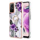 For Xiaomi Redmi Note 12S 4G Electroplating IMD TPU Phone Case with Ring(Purple Flower) - 1