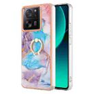 For Xiaomi 13T / 13T Pro Electroplating IMD TPU Phone Case with Ring(Blue Marble) - 1