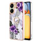 For Xiaomi Redmi 13C 4G Electroplating IMD TPU Phone Case with Ring(Purple Flower) - 1