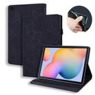 For Samsung Galaxy Tab S6 Lite  Calf Pattern Double Folding Design Embossed Leather Case with  Holder & Card Slots & Pen Slot &   Elastic Band(Black) - 1