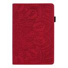 For Samsung Galaxy Tab S6 Lite  Calf Pattern Double Folding Design Embossed Leather Case with  Holder & Card Slots & Pen Slot &   Elastic Band(Red) - 2