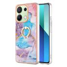 For Xiaomi Redmi Note 13 4G Electroplating IMD TPU Phone Case with Ring(Blue Marble) - 1