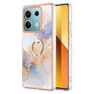 For Xiaomi Redmi Note 13 5G Global Electroplating IMD TPU Phone Case with Ring(White Marble) - 1