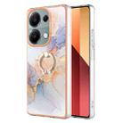 For Xiaomi Redmi Note 13 Pro 4G/Poco M6 Pro 4G Electroplating IMD TPU Phone Case with Ring(White Marble) - 1