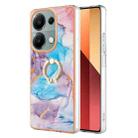 For Xiaomi Redmi Note 13 Pro 4G/Poco M6 Pro 4G Electroplating IMD TPU Phone Case with Ring(Blue Marble) - 1