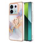 For Xiaomi Redmi Note 13 Pro 5G Electroplating IMD TPU Phone Case with Ring(White Marble) - 1
