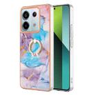 For Xiaomi Redmi Note 13 Pro 5G Global Electroplating IMD TPU Phone Case with Ring(Blue Marble) - 1
