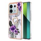 For Xiaomi Redmi Note 13 Pro 5G Electroplating IMD TPU Phone Case with Ring(Purple Flower) - 1