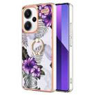 For Xiaomi Redmi Note 13 Pro+ 5G Electroplating IMD TPU Phone Case with Ring(Purple Flower) - 1