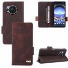 For Sharp Aquos R8 Magnetic Clasp Leather Phone Case(Brown) - 1