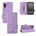 For Sharp Aquos Wish 3 Magnetic Clasp Leather Phone Case(Purple) - 1