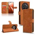 For Realme 12+ Skin Feel Magnetic Flip Leather Phone Case(Brown) - 1