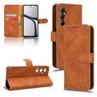 For Realme C65 4G Skin Feel Magnetic Flip Leather Phone Case(Brown) - 1