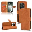 For Realme GT Neo6 SE Skin Feel Magnetic Flip Leather Phone Case(Brown) - 1