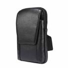 7.2 inch Genuine Leather Crossbody Shoulder Holster Waist Belt Wallet Bag Phone Case(Black) - 1