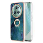 For Honor Magic5 Pro Electroplating Marble Dual-side IMD Phone Case with Ring(Green 017) - 1