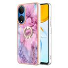 For Honor X7 Electroplating Marble Dual-side IMD Phone Case with Ring(Pink 013) - 1