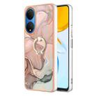 For Honor X7 Electroplating Marble Dual-side IMD Phone Case with Ring(Rose Gold 015) - 1