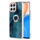 For Honor X8 4G Electroplating Marble Dual-side IMD Phone Case with Ring(Green 017) - 1