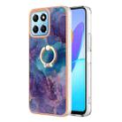 For Honor X8 5G / X6 4G Electroplating Marble Dual-side IMD Phone Case with Ring(Purple 016) - 1