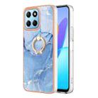 For Honor X8 5G / X6 4G Electroplating Marble Dual-side IMD Phone Case with Ring(Blue 018) - 1