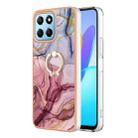 For Honor X8 5G / X6 4G Electroplating Marble Dual-side IMD Phone Case with Ring(Rose Red 014) - 1