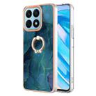 For Honor X8a Electroplating Marble Dual-side IMD Phone Case with Ring(Green 017) - 1