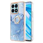 For Honor X8a Electroplating Marble Dual-side IMD Phone Case with Ring(Blue 018) - 1