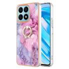 For Honor X8a Electroplating Marble Dual-side IMD Phone Case with Ring(Pink 013) - 1