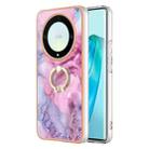 For Honor X9a / Magic5 Lite Electroplating Marble Dual-side IMD Phone Case with Ring(Pink 013) - 1