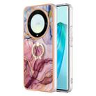 For Honor X9a / Magic5 Lite Electroplating Marble Dual-side IMD Phone Case with Ring(Rose Red 014) - 1