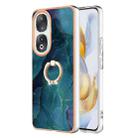 For Honor 90 5G Electroplating Marble Dual-side IMD Phone Case with Ring(Green 017) - 1