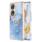 For Honor 90 5G Electroplating Marble Dual-side IMD Phone Case with Ring(Blue 018) - 1