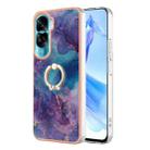 For Honor 90 Lite 5G Electroplating Marble Dual-side IMD Phone Case with Ring(Purple 016) - 1