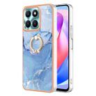 For Honor X6a Electroplating Marble Dual-side IMD Phone Case with Ring(Blue 018) - 1