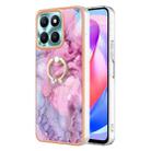 For Honor X6a Electroplating Marble Dual-side IMD Phone Case with Ring(Pink 013) - 1