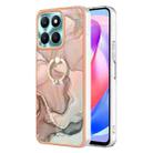 For Honor X6a Electroplating Marble Dual-side IMD Phone Case with Ring(Rose Gold 015) - 1