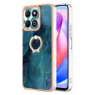 For Honor X6b Electroplating Marble Dual-side IMD Phone Case with Ring(Green 017) - 1