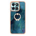 For Honor X6b Electroplating Marble Dual-side IMD Phone Case with Ring(Green 017) - 2