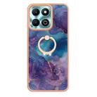 For Honor X6b Electroplating Marble Dual-side IMD Phone Case with Ring(Purple 016) - 2