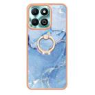 For Honor X6b Electroplating Marble Dual-side IMD Phone Case with Ring(Blue 018) - 2