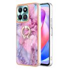 For Honor X6b Electroplating Marble Dual-side IMD Phone Case with Ring(Pink 013) - 1