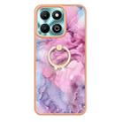 For Honor X6b Electroplating Marble Dual-side IMD Phone Case with Ring(Pink 013) - 2
