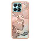 For Honor X6b Electroplating Marble Dual-side IMD Phone Case with Ring(Rose Gold 015) - 2