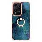 For Honor 200 Lite Global Electroplating Marble Dual-side IMD Phone Case with Ring(Green 017) - 2