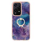 For Honor 200 Lite Global Electroplating Marble Dual-side IMD Phone Case with Ring(Purple 016) - 2